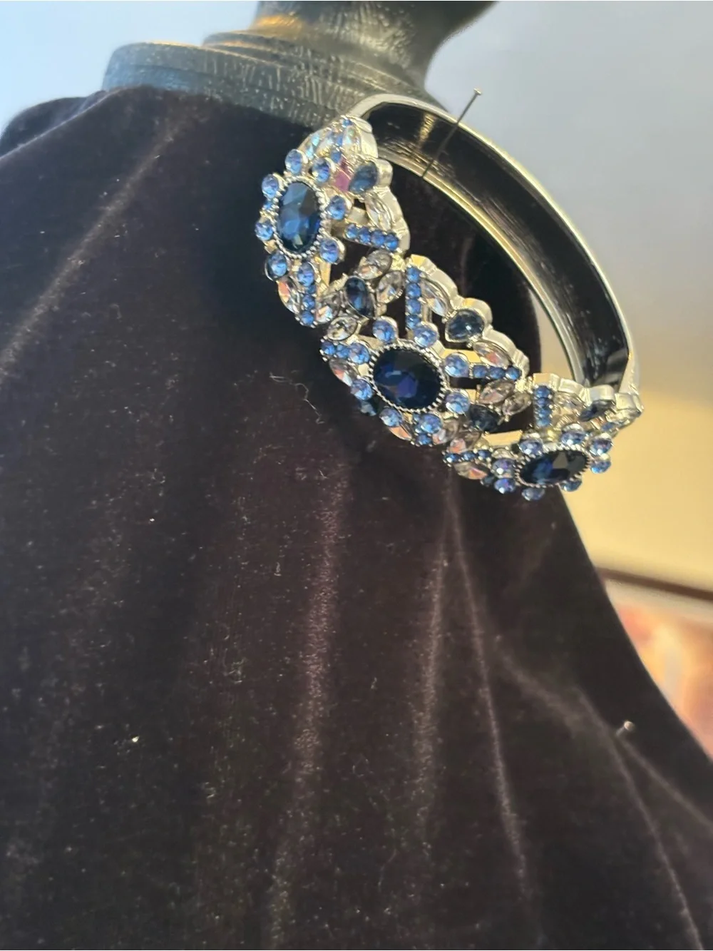 Blue Crystal Floral Bracelet - Unbranded
